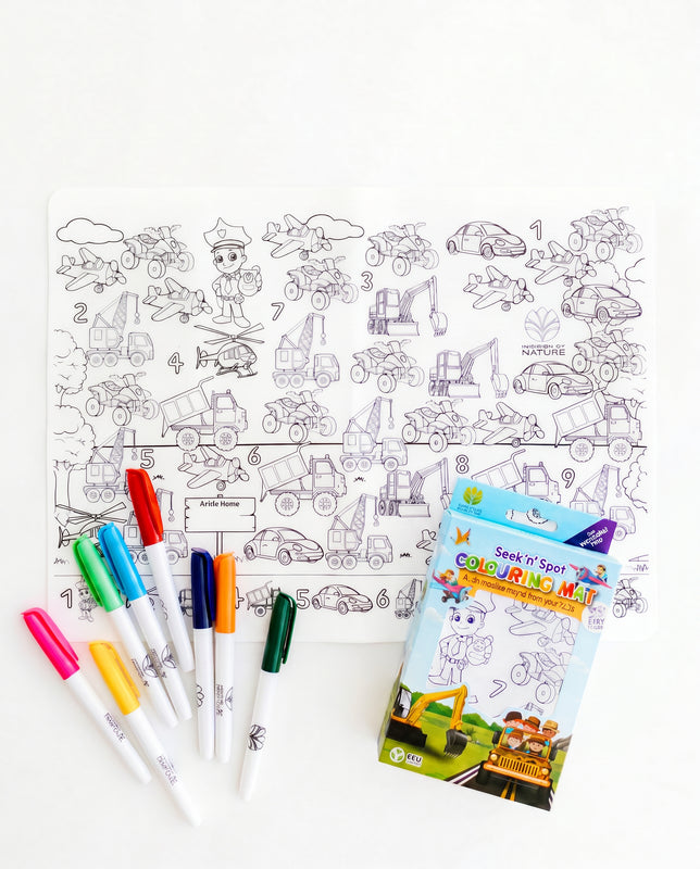 Silicone Seek N Spot Colouring Mat- Cars and Trucks