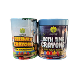 Eco-friendly crayon bundle for kids featuring non-toxic beeswax bath crayons and extra thick colouring crayons in recyclable packaging