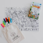 Seek n Spot silicone colouring mat with safari animals like lions, elephants, and giraffes
