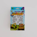 Packaging of Seek n Spot silicone colouring mat with trucks and diggers theme

